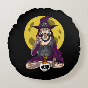 Yoga Hexch Zen Meditation Namaste Halloween Rundes Kissen