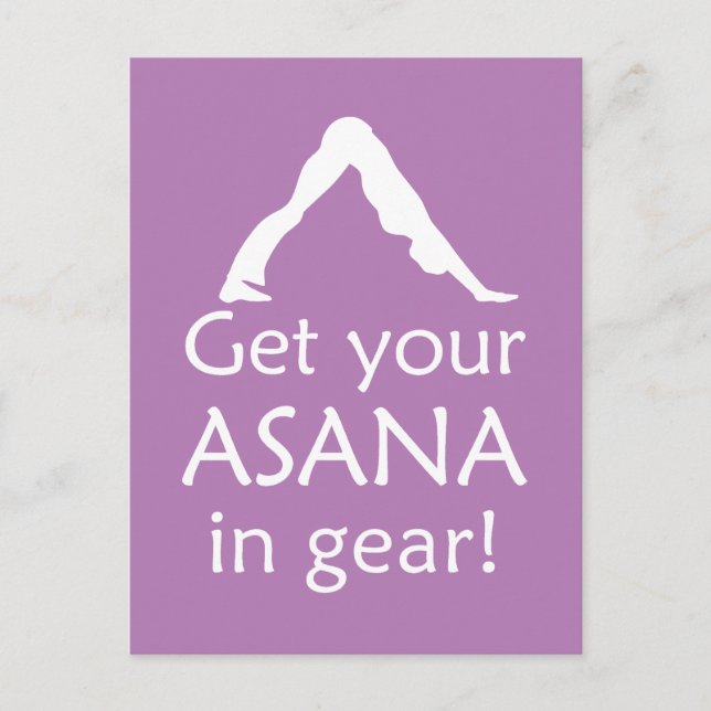 Yoga holt Ihre Asana in Gear Postkarte (Vorderseite)