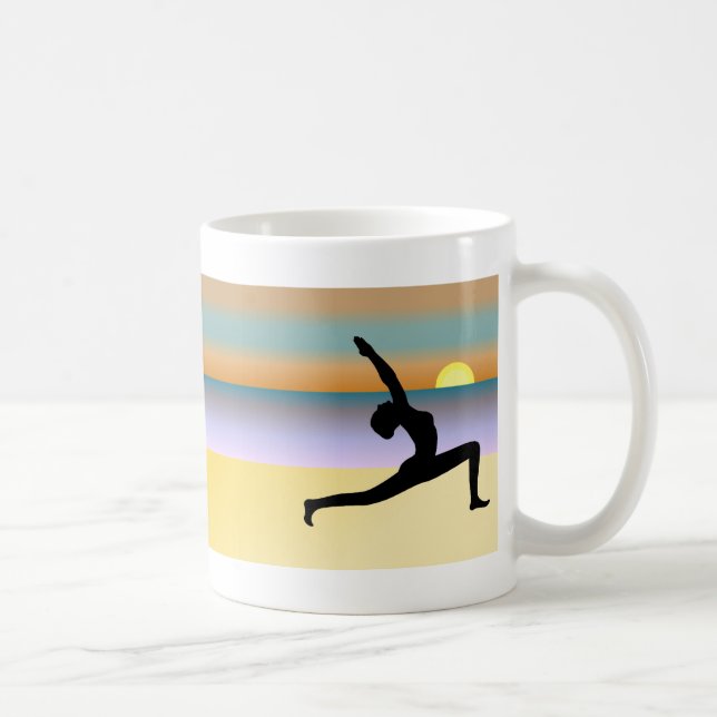 Yoga im Beach Pose Silhouette Tee Kaffeepuppe Kaffeetasse (Rechts)