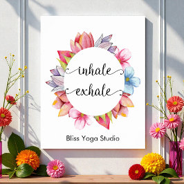 Yoga Inhalieren Exhale Zitat Rosa Weiße Blüte Poster