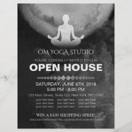 Yoga Instructor B&W Meditation Pose ZEN Open House Flyer