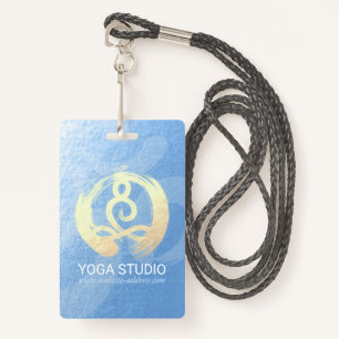 Yoga Instructor Blue & Gold Meditation Pose ZEN OM Ausweis