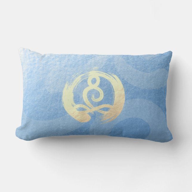 Yoga Instructor Blue & Gold Meditation Pose ZEN OM Lendenkissen (Vorderseite)
