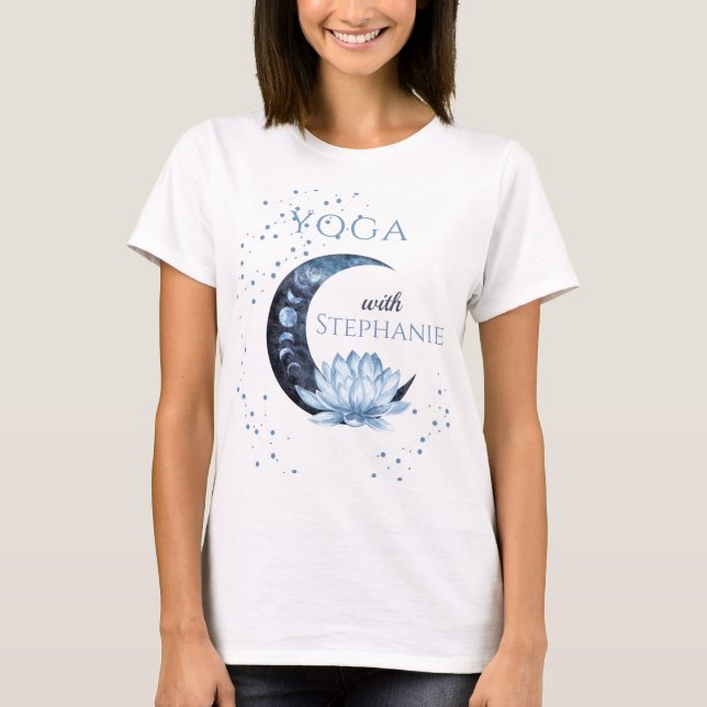 Yoga Instructor Blue Lotus Blume T-Shirt (Vorderseite)