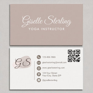 Yoga Instructor Blush Mauve Eleganter QR Code Visitenkarte