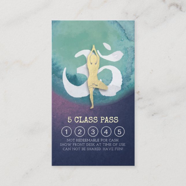 Yoga Instructor Class Pass Meditation Pose OM Sign Treuekarte (Vorderseite)