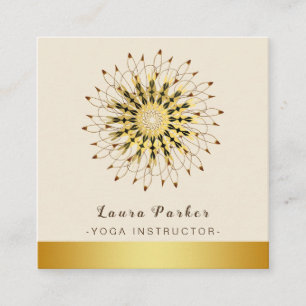 Yoga Instructor Classic Mandala Lotus Floral Squa Quadratische Visitenkarte