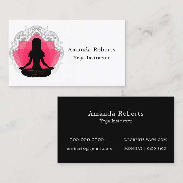 Yoga Instructor der Blume von Lotus (Hot Pink Lotu Visitenkarte (Vorne/Hinten)