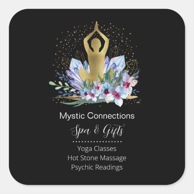 Yoga Instructor Energy Healer Crystals Reiki Welln Quadratischer Aufkleber (Vorderseite)