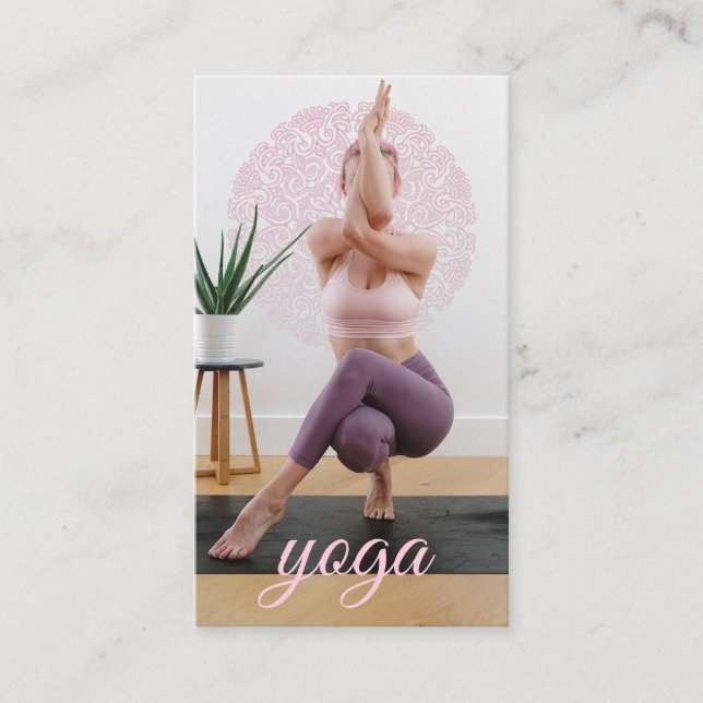 Yoga Instructor Foto Business Card Visitenkarte (Vorderseite)