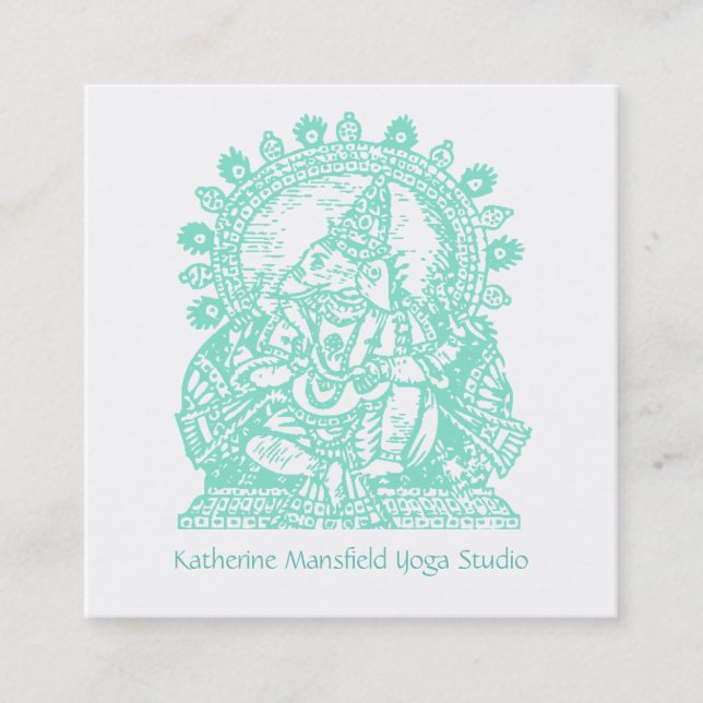 Yoga Instructor Ganesh Sitting Abbildung Quadratische Visitenkarte (Vorderseite)