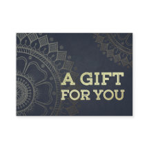 YOGA Instructor Gift Certificate Blue Gold Mandala