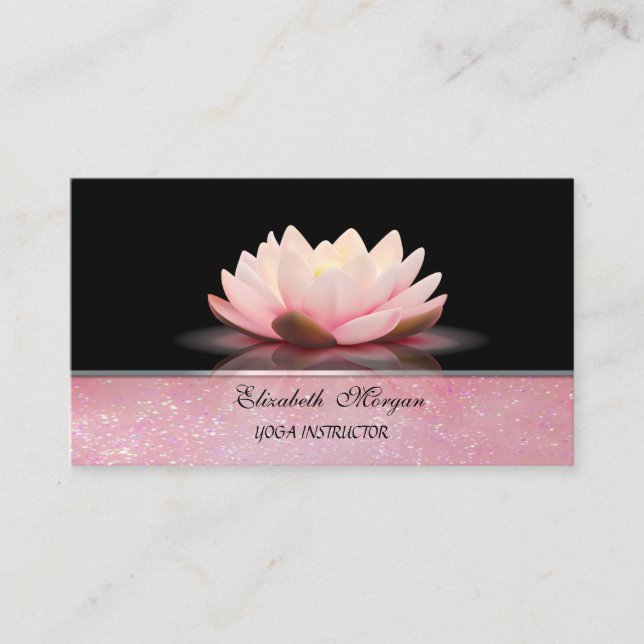Yoga Instructor Glitzer Lotus Blume Visitenkarte (Vorderseite)