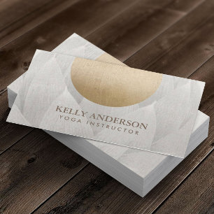 Yoga Instructor Gold Circle Lotus Floral Linen Visitenkarte