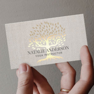 Yoga Instructor Gold Life Tree Vintage Wäsche Visitenkarte