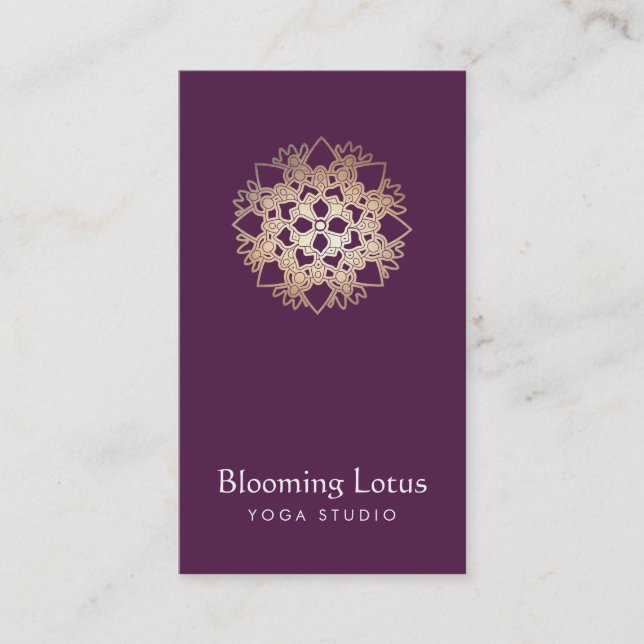 Yoga Instructor Gold Lotus Lila Visitenkarte (Vorderseite)