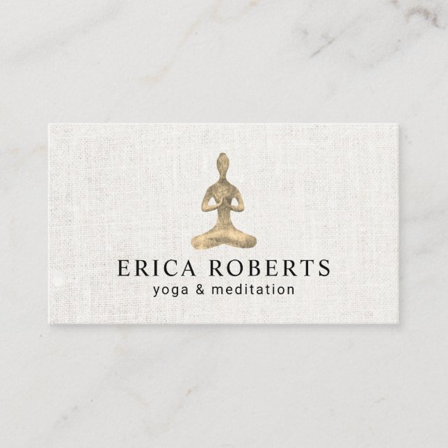 Yoga Instructor Gold Meditation Pose Elegantes Lei Visitenkarte (Vorderseite)