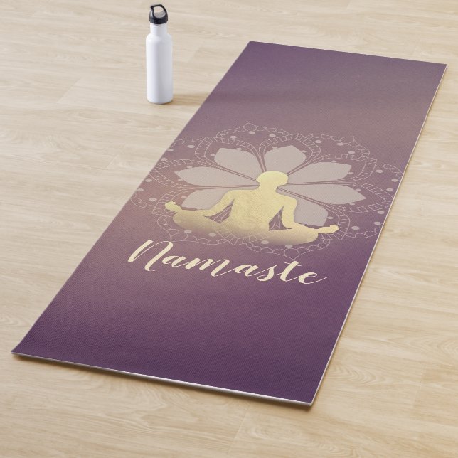 Yoga Instructor Gold Meditation Pose Mandala Sign Yogamatte (Beispiel)