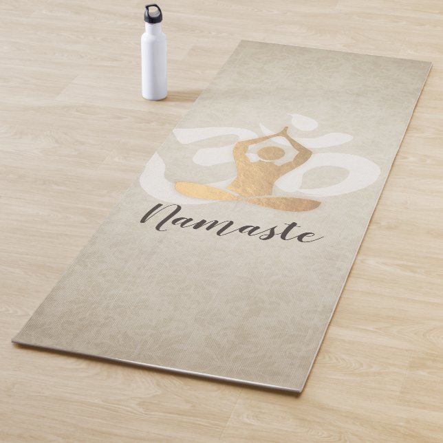 Yoga Instructor Gold Meditation Pose Om Symbol Yogamatte (Beispiel)