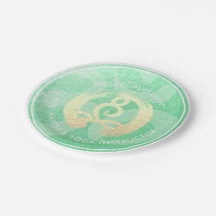 Yoga Instructor Green Gold Meditation Pose ZEN OM Pappteller