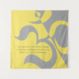 Yoga Instructor Illuminiert Yellow Gray OM Quotes Wandteppich