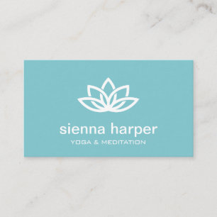 Yoga Instructor Lotus Blume Aquamarin Visitenkarte
