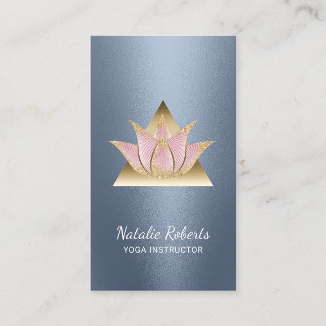 Yoga Instructor Lotus Blume Gold Triangle Visitenkarte (Vorderseite)