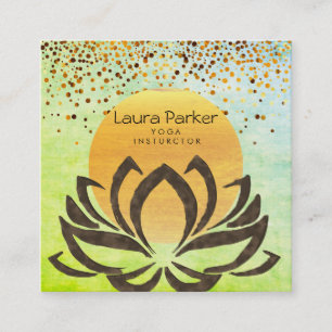 Yoga Instructor Lotus Blume Grünes Wasser Quadratische Visitenkarte