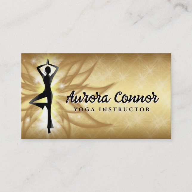 Yoga Instructor Lotus Blume Healthy Life Gold Visitenkarte (Vorderseite)
