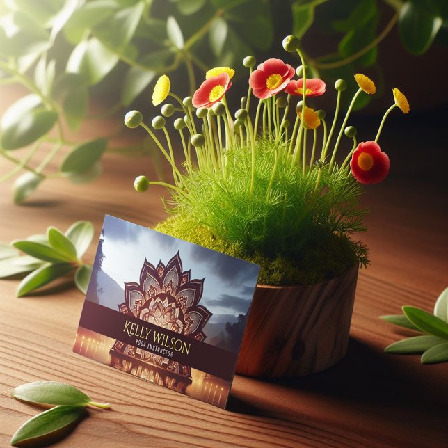 Yoga Instructor Lotus Floral Mandala Visitenkarte (Von Creator hochgeladen)