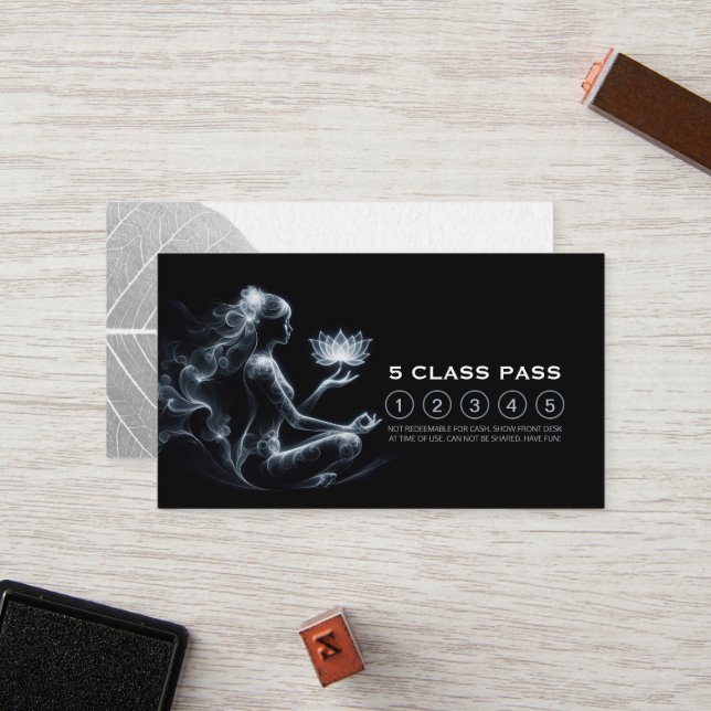 Yoga Instructor Lotus Mediation Pose 5 Class Pass Treuekarte (Vorderseite/Rückseite Beispiel)