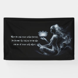Yoga Instructor Lotus Medizin Pose Glühen Nebel Banner