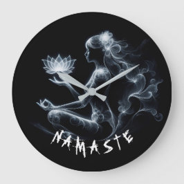 Yoga Instructor Lotus Medizin Pose Glühen Nebel Große Wanduhr