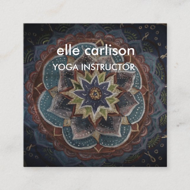 Yoga Instructor Mandala Square Visitenkarte (Vorderseite)