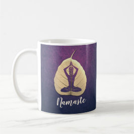 YOGA Instructor Meditation Pose Bodhi Leaf Cut Art Kaffeetasse