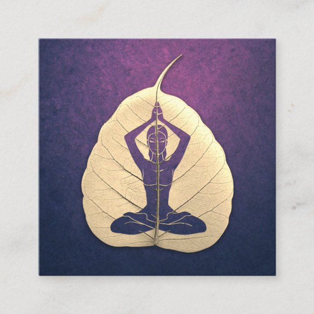 YOGA Instructor Meditation Pose Bodhi Leaf Cutting Quadratische Visitenkarte (Vorderseite)