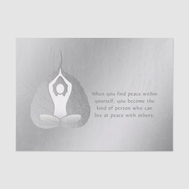 Yoga Instructor Meditation Pose Bodhi Leaf Quotes Seidenpapier (Vorderseite)