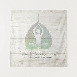 Yoga Instructor Meditation Pose Bodhi Leaf Quotes Wandteppich