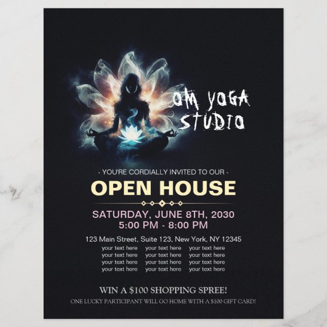 Yoga Instructor Meditation Pose Glühen Mist Lotus Flyer (Vorne)