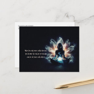 Yoga Instructor Meditation Pose Glühen Mist Lotus Postkarte