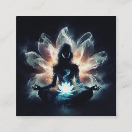 Yoga Instructor Meditation Pose Glühen Mist Lotus Quadratische Visitenkarte