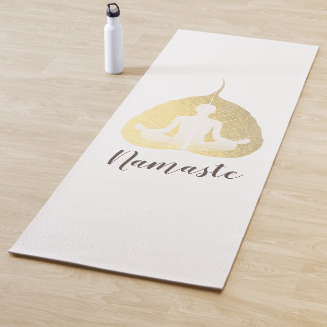 Yoga Instructor Meditation Pose Gold Bodhi Leaf Yogamatte (Beispiel)