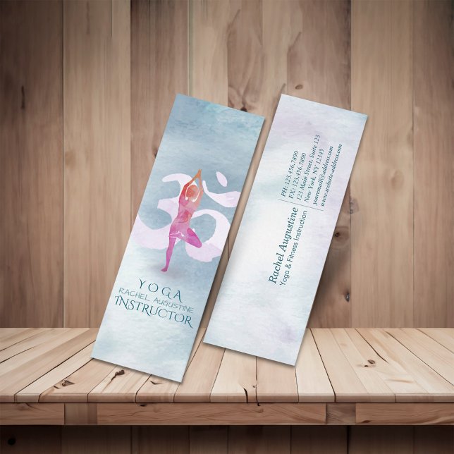 Yoga Instructor Meditation Pose Om Sign Wasserfarb Mini Visitenkarte (Von Creator hochgeladen)