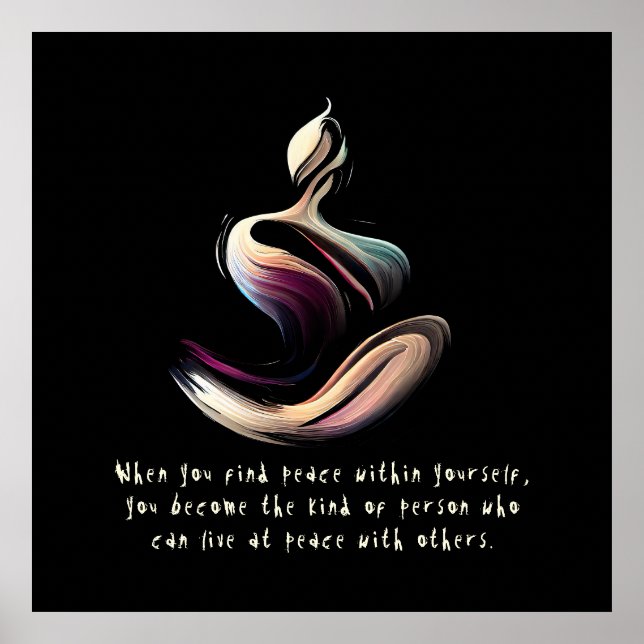 Yoga Instructor Meditation Pose Schlaganfall Zitat Poster (Vorne)