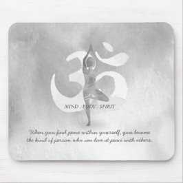 YOGA Instructor Meditation Tree Pose Om Sign Quote Mousepad
