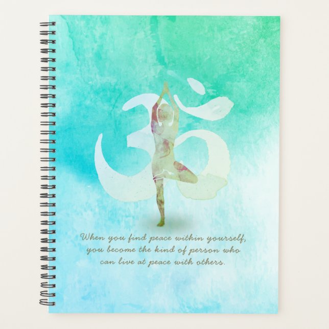 YOGA Instructor Meditation Tree Pose Om Sign Quote Planer (Vorderseite)