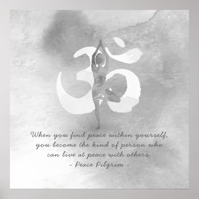 YOGA Instructor Meditation Tree Pose Om Sign Quote Poster (Vorne)
