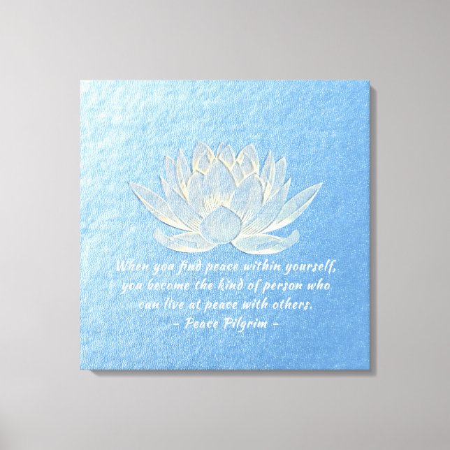 YOGA Instructor Meditation Zitat Blue Gold Lotus Leinwanddruck (Vorderseite)