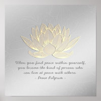 YOGA Instructor Meditation Zitat Silver Gold Lotus