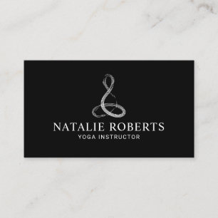 Yoga Instructor Meditor Logo Minimalistisch Black Visitenkarte